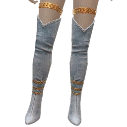 Drop Science Denim And Chains Heeled Boots
