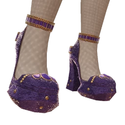 Ikon Elite Purple Velvet Diamond Chunky Heel 