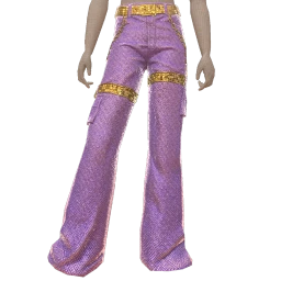 Cloud Nine Disco Cargo Pants In Purple With Rhinestone Chains