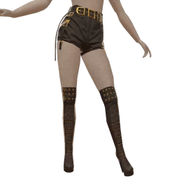 Delirious Black Leather Rider Shorts And High Boots
