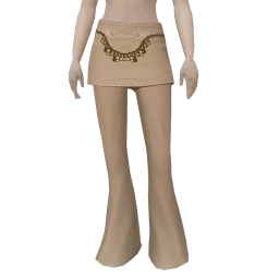 Front Row Stylish Trousers With Layered Skirt (Cream)