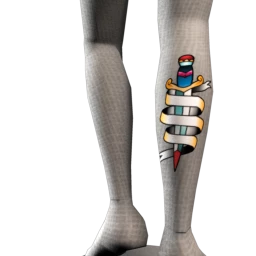 Retro Dagger and Scroll Tattoo