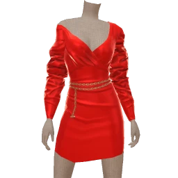 Cloud Nine Red Dress Gold Belt
