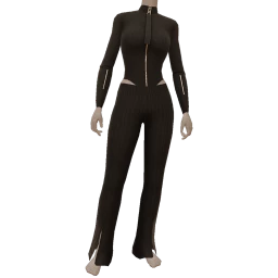Drop Science Black Ribbed Cut-Out Jumpsuit