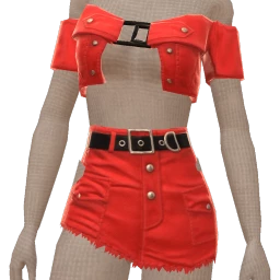 Drop Science Red Double Denim Mini Co-Ord