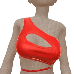 USAesthetics Red Plastic Cut-Out Cropped Top