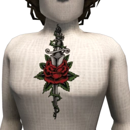 Gothic Dagger and Rose Tattoo